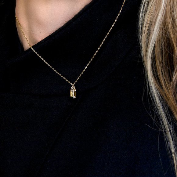 Real 10K Gold Padlock Necklace Tiny Dainty Lock & Key Charm Pendant Stamped 10K - Picture 1 of 4